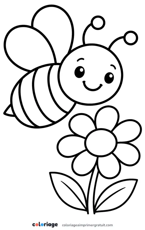 Coloriage abeille souriante