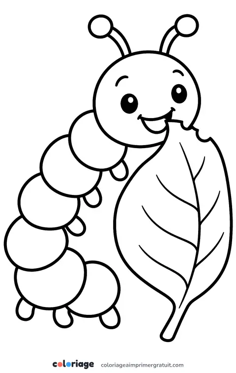 Coloriage chenille gourmande
