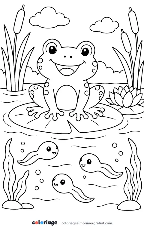 Coloriage grenouille de la mare