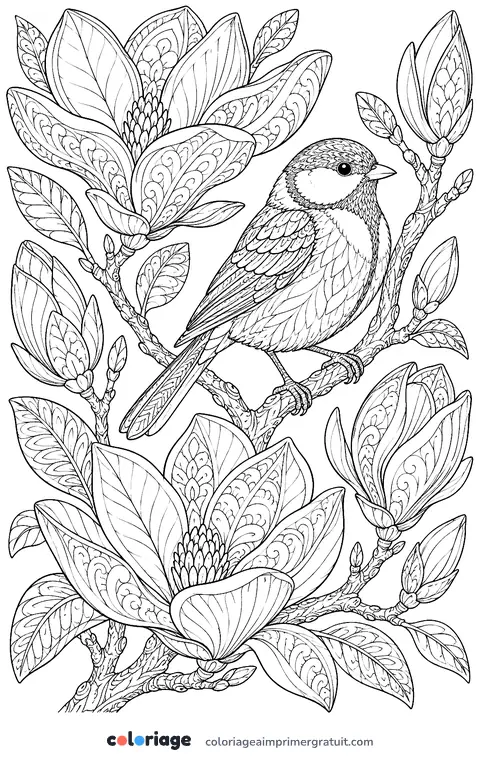 Coloriage branche de magnolia