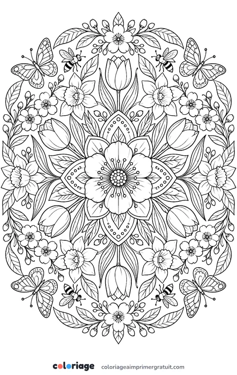 Coloriage mandala de printemps