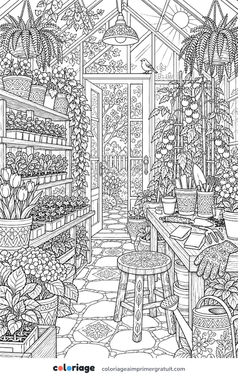 Coloriage dans la serre
