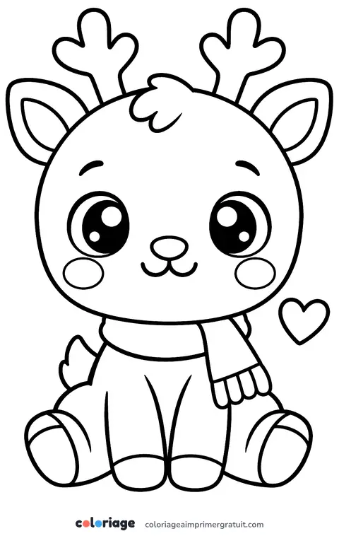 Coloriage renne kawaii