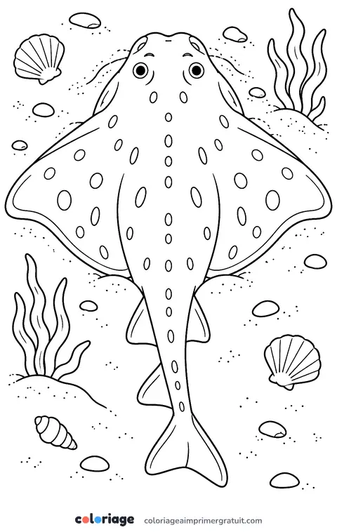 Coloriage requin-ange caché dans le sable