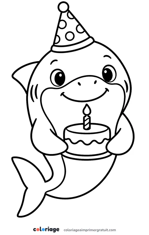 Coloriage requin d’anniversaire