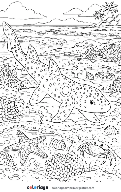 Coloriage requin-épaulette qui marche