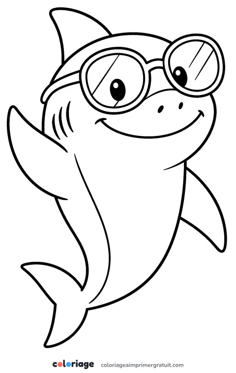 Coloriage requin à lunettes de soleil