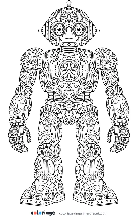 Coloriage robot zentangle