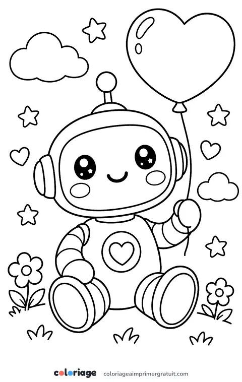 Coloriage robot kawaii
