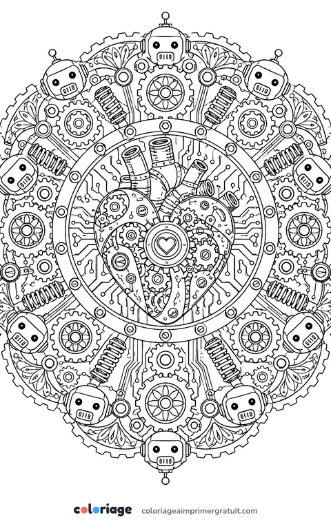 Coloriage mandala robotique