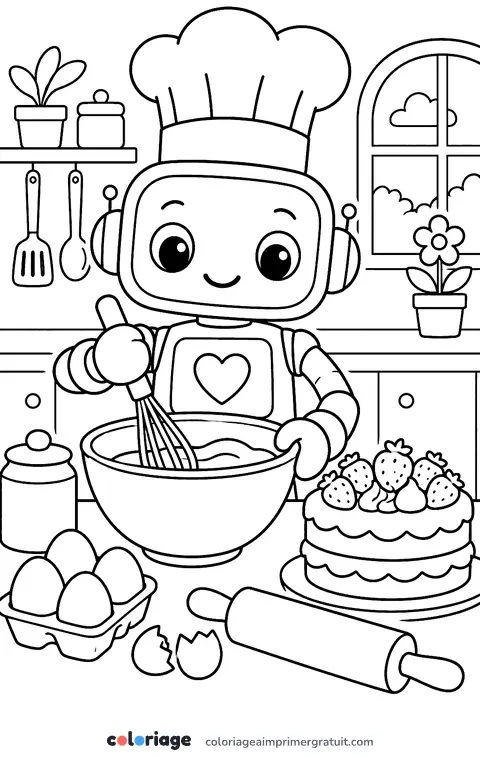Coloriage robot pâtissier