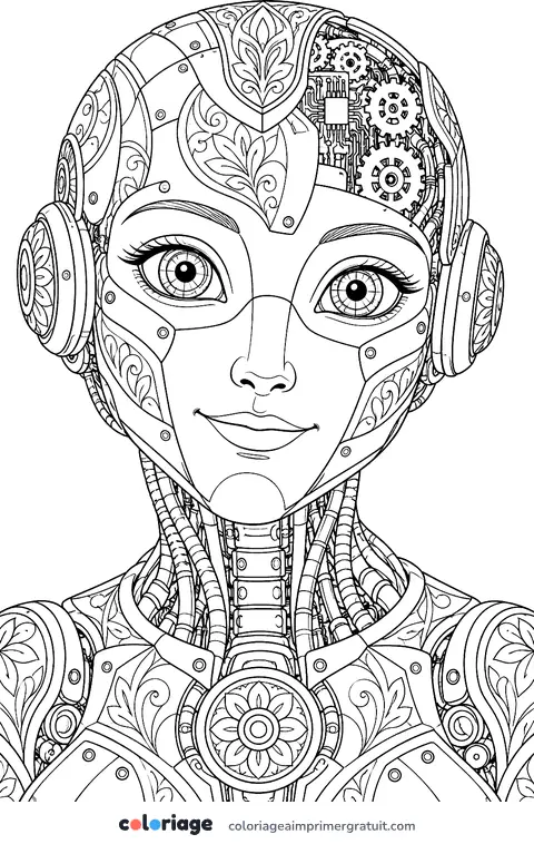 Coloriage portrait d’androïde