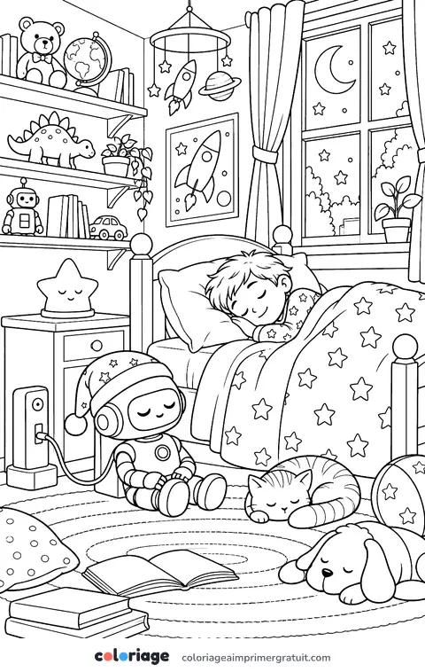 Coloriage robot à la recharge