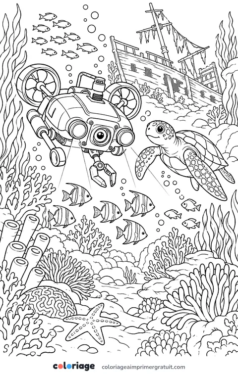 Coloriage robot sous-marin