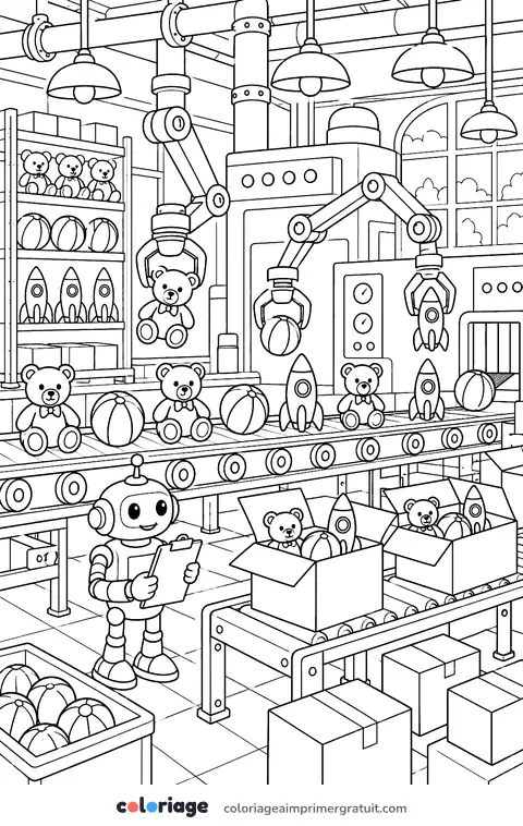 Coloriage usine à jouets