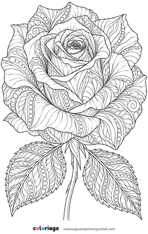 Coloriage rose réaliste