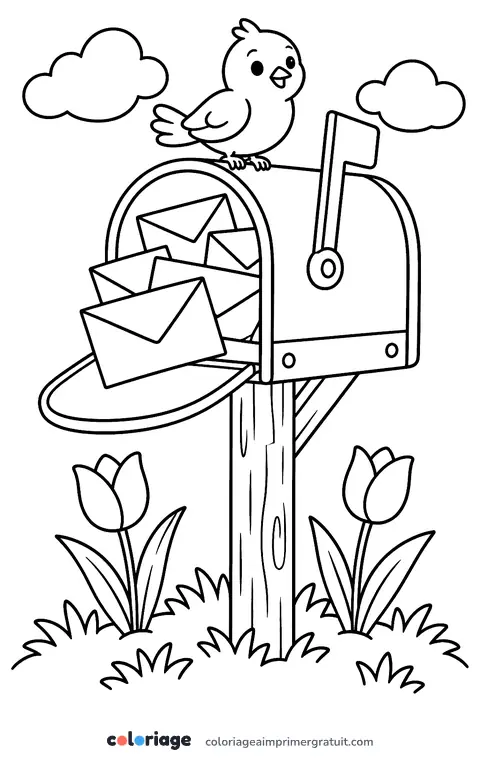 Coloriage boîte aux lettres pleine