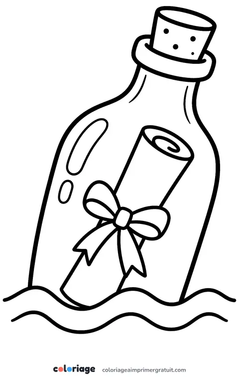 Coloriage message dans une bouteille