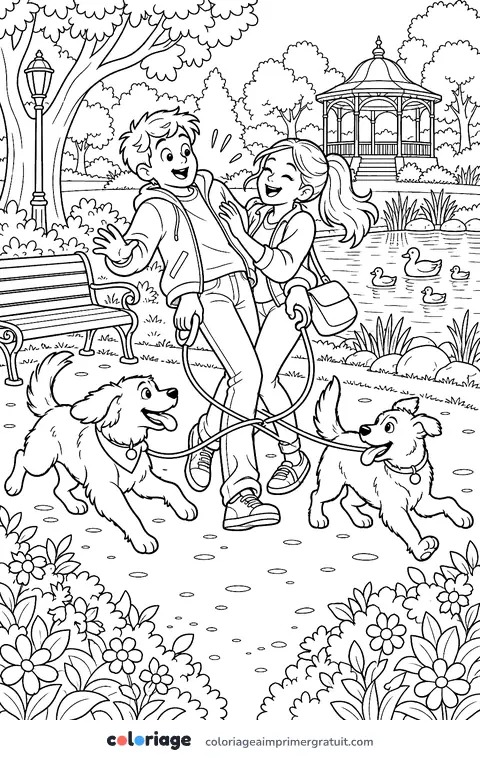 Coloriage laisses emmêlées