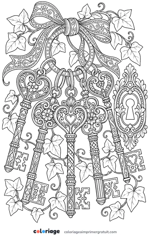 Coloriage clés anciennes