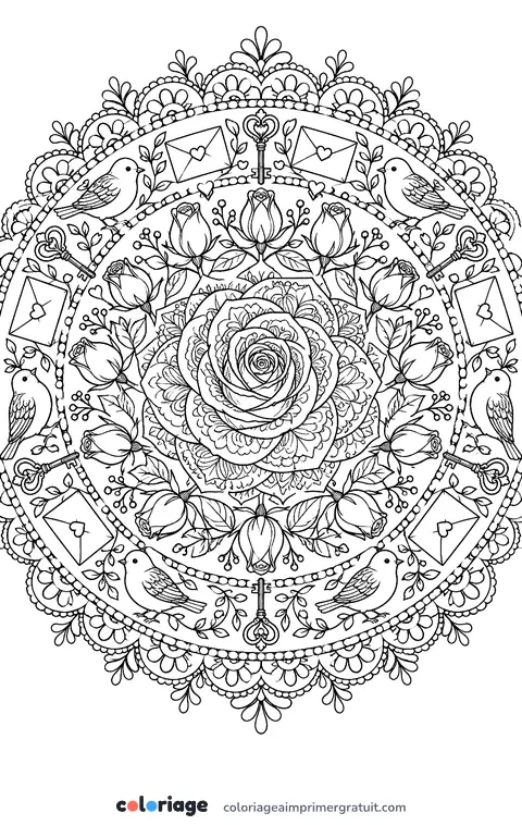Coloriage mandala de roses