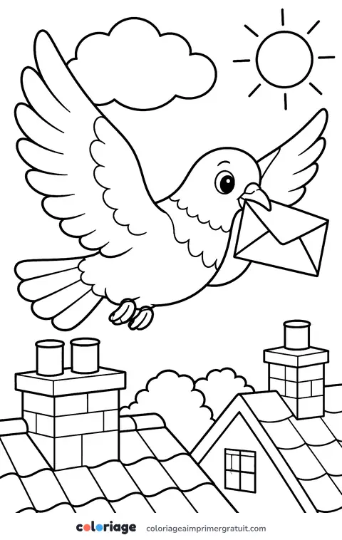 Coloriage pigeon messager