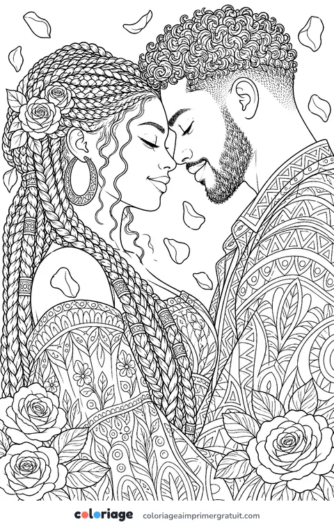 Coloriage portrait d’amoureux