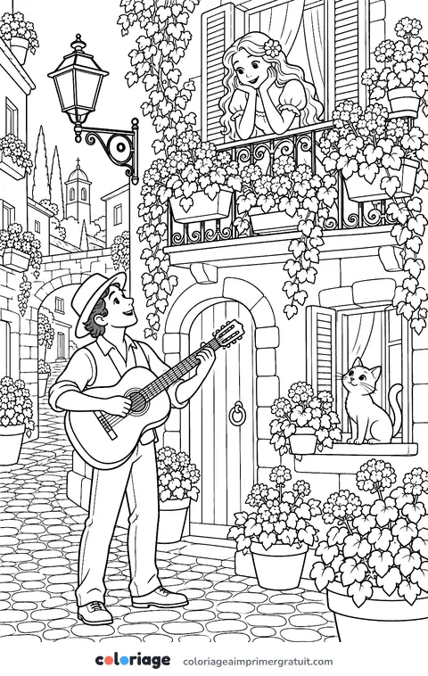 Coloriage sérénade sous le balcon