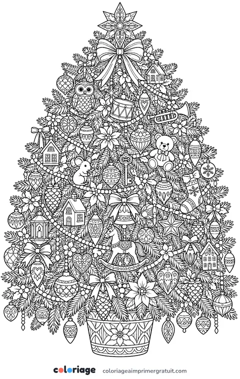 Coloriage sapin cherche-et-trouve