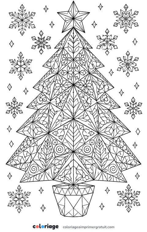 Coloriage sapin géométrique