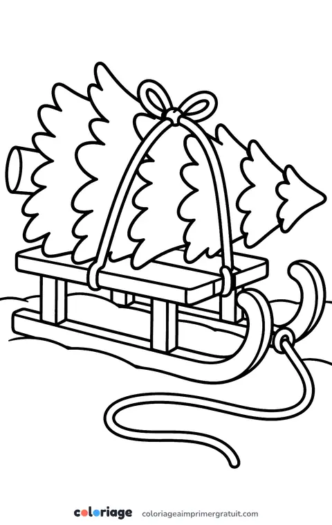 Coloriage sapin sur la luge