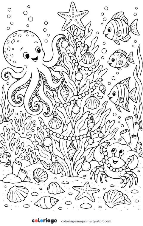Coloriage sapin sous la mer