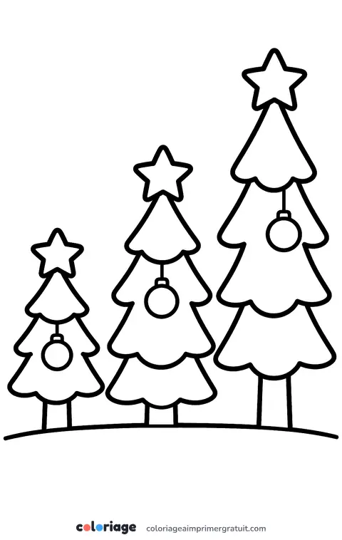Coloriage trois petits sapins