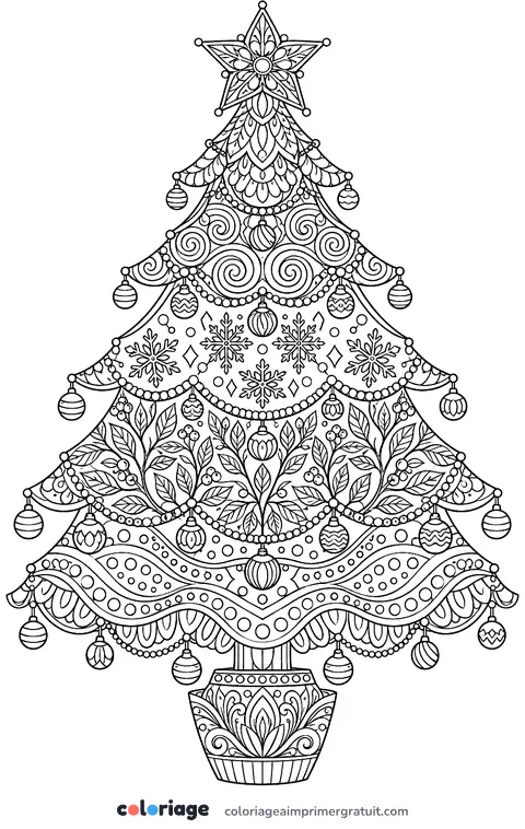 Coloriage sapin zentangle