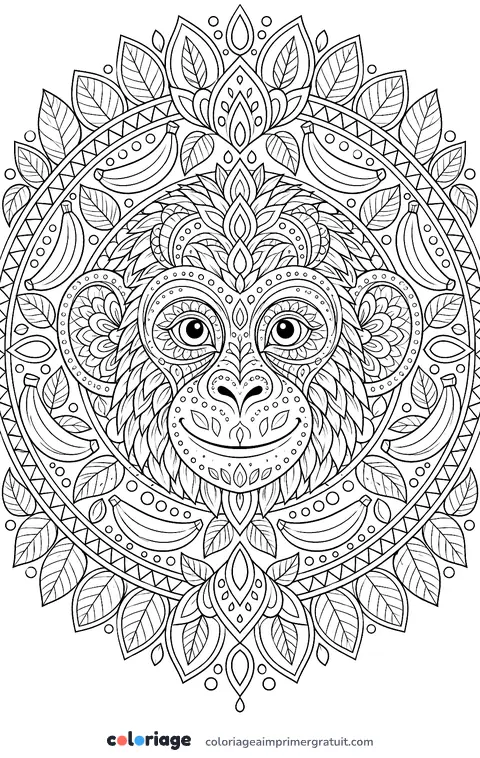 Coloriage singe mandala