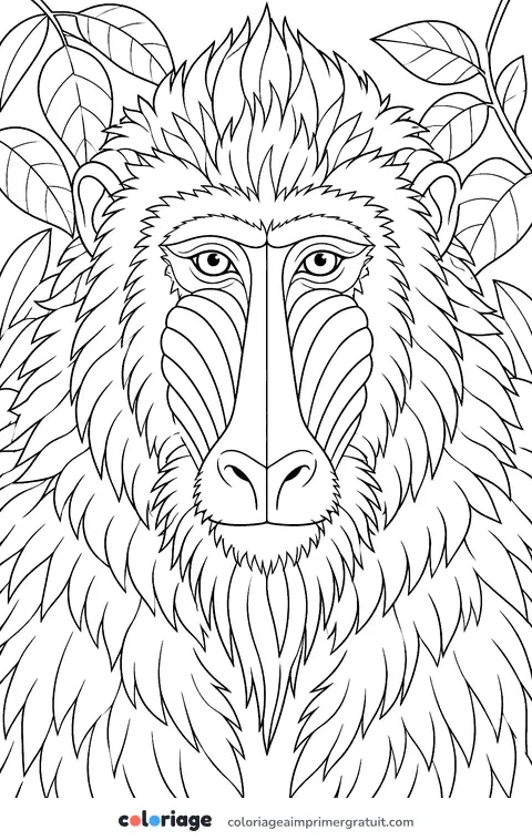 Coloriage portrait de mandrill