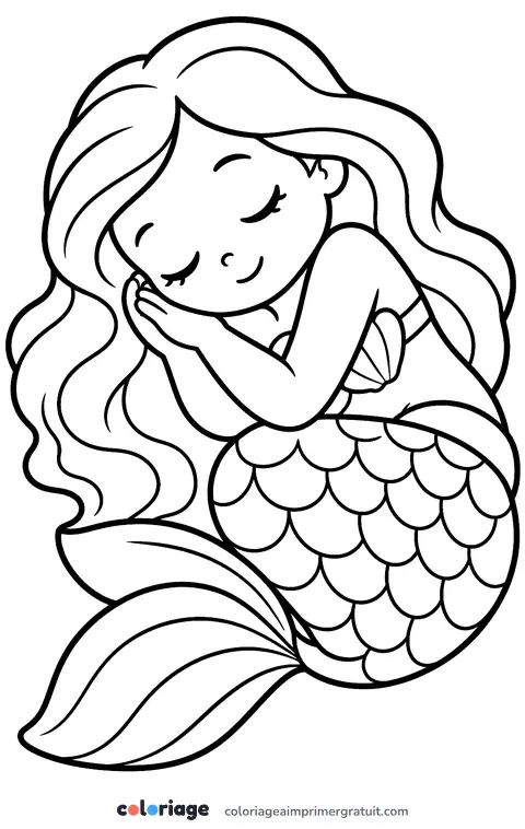 Coloriage sirène endormie