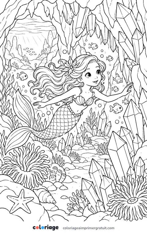 Coloriage grotte aux cristaux