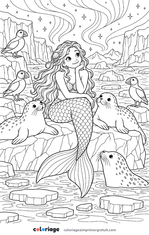 Coloriage sirène des mers du Nord
