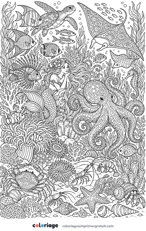 Coloriage océan fourmillant