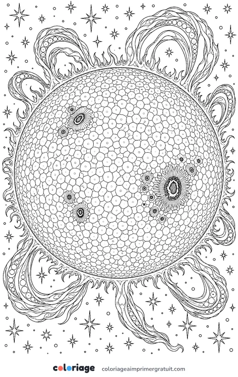 Coloriage le Soleil vu de près