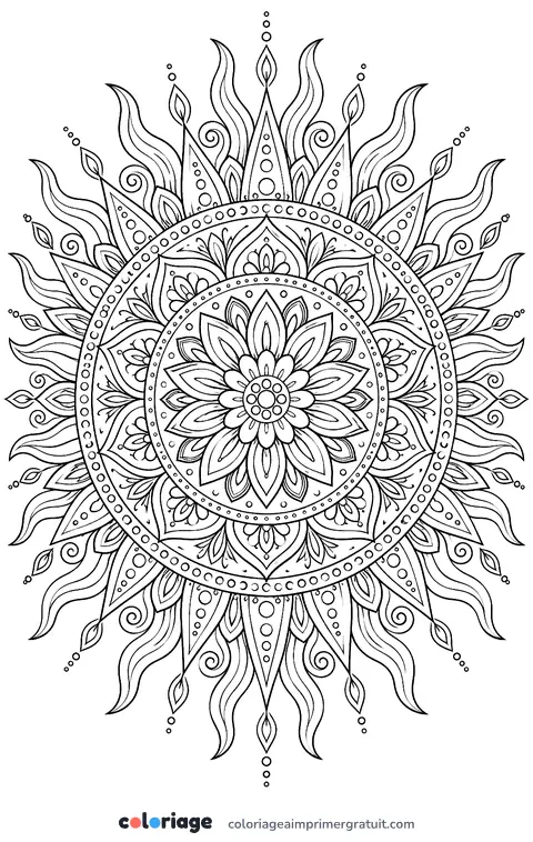 Coloriage mandala soleil