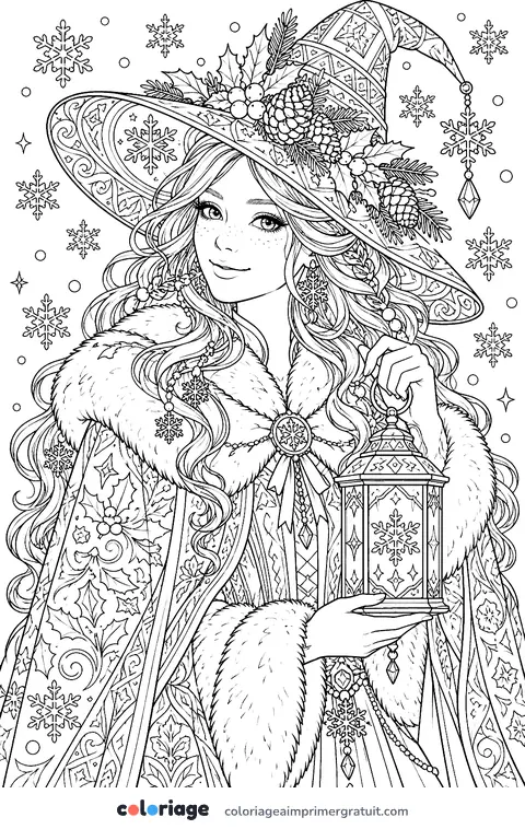 Coloriage sorcière de l’hiver