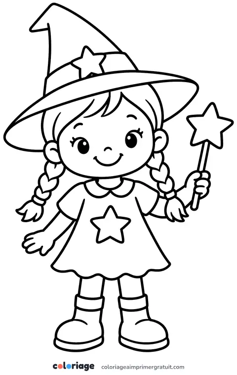 Coloriage petite sorcière
