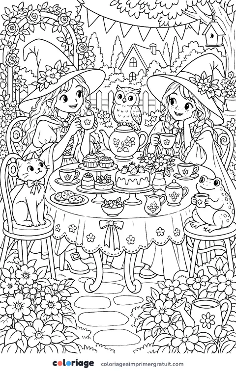 Coloriage thé chez la sorcière