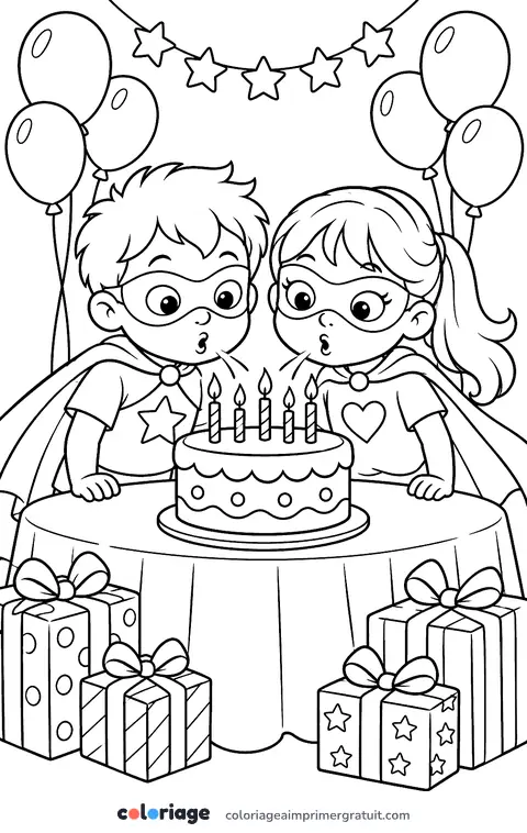 Coloriage anniversaire de super-héros