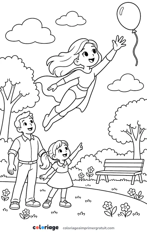 Coloriage le ballon envolé