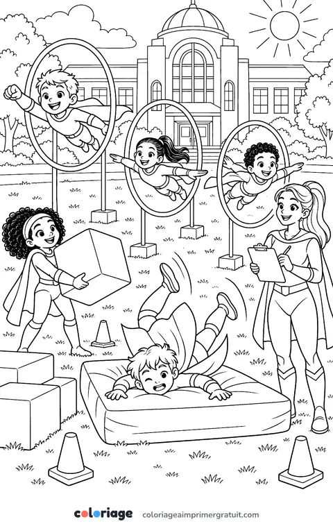 Coloriage école de super-héros