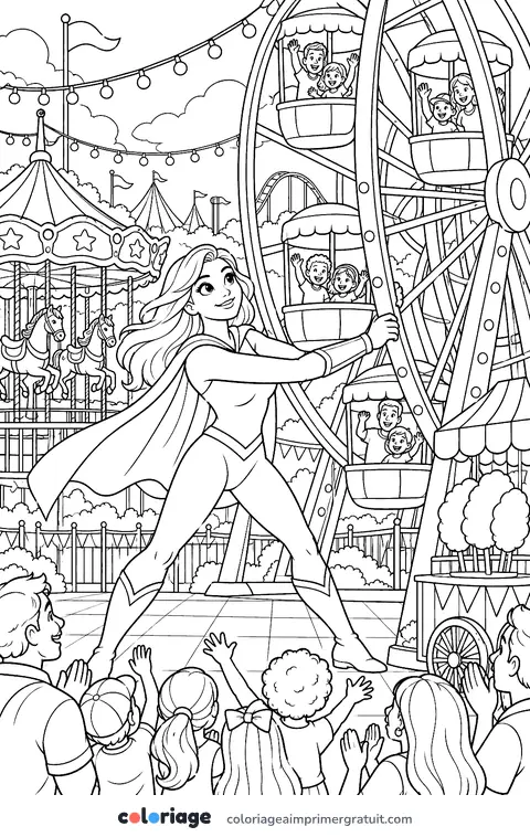 Coloriage la grande roue en panne