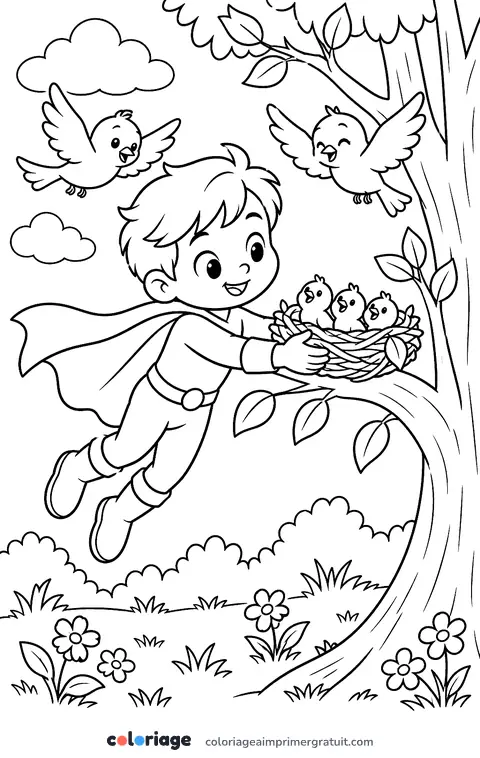Coloriage le nid replacé
